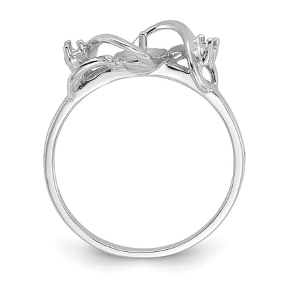 14k White Gold Holds 5.5mm Pearl and 2-1.4mm Stones Ring Mounting