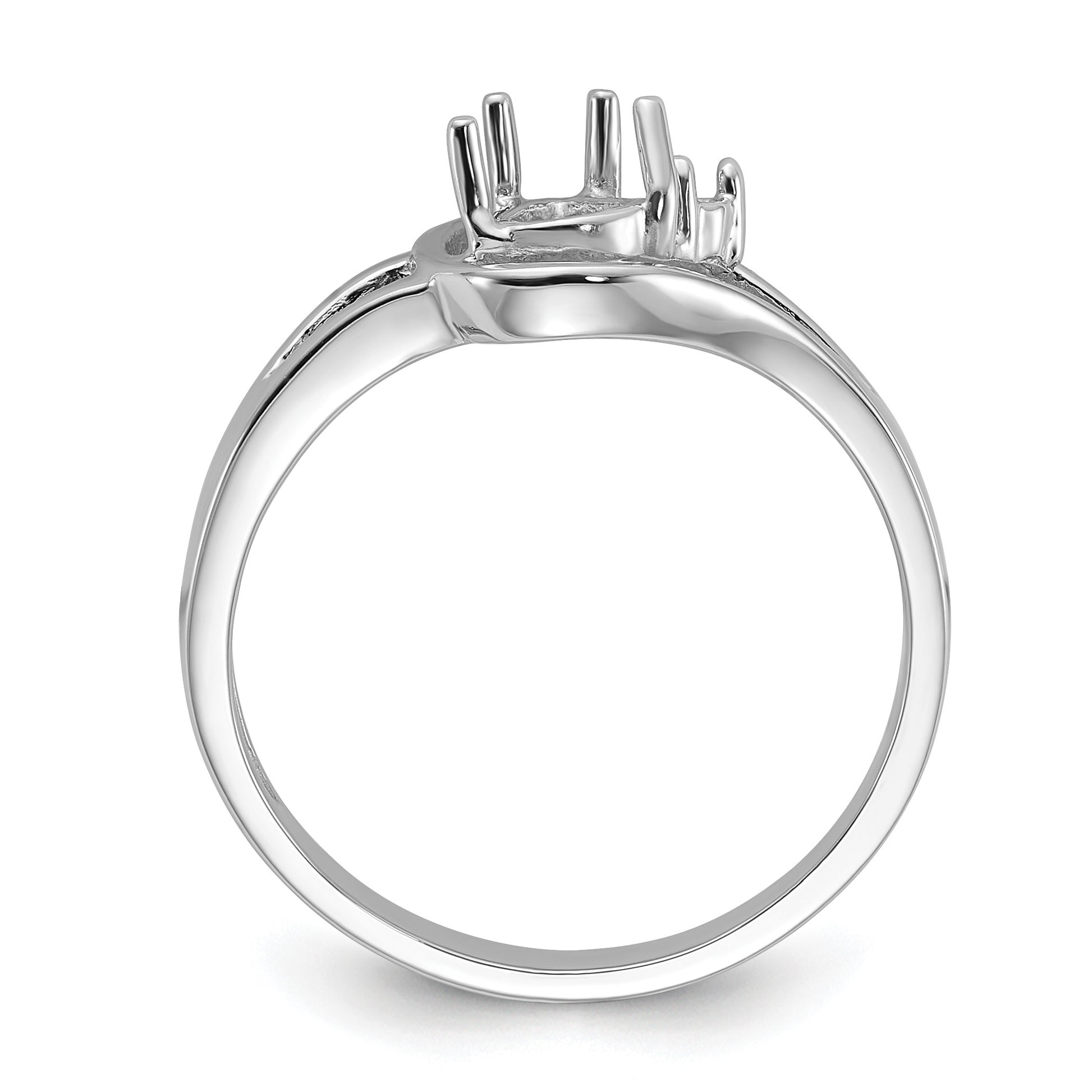 14k White Gold Polished .1-1.6mm Round and 1-6x4 Pear Gemstone Ring Mounting