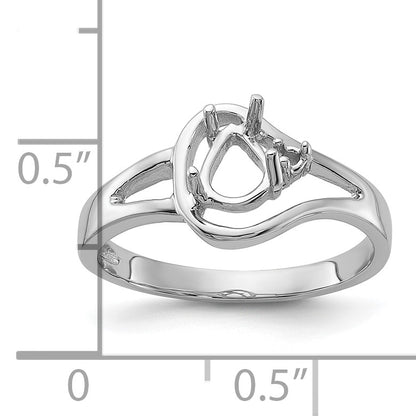 14k White Gold Polished .1-1.6mm Round and 1-6x4 Pear Gemstone Ring Mounting