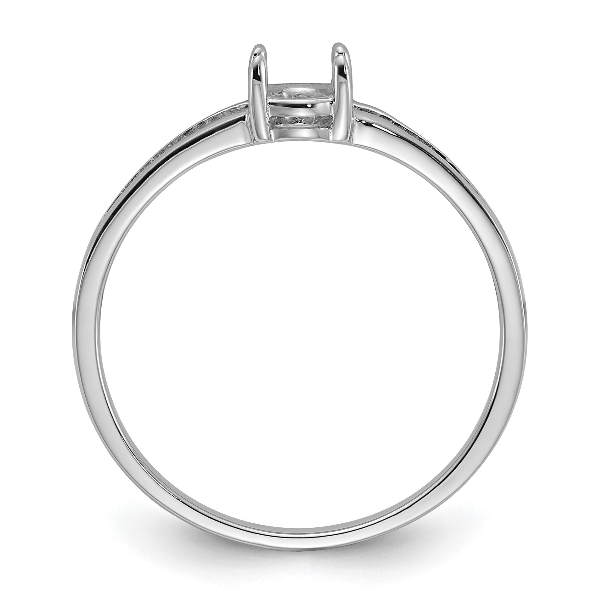 14k White Gold Polished Holds 6x4 Oval Gemstone Ring Mounting