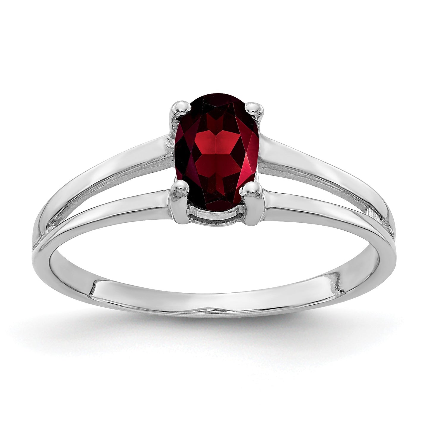 14k White Gold 6x4mm Oval Garnet Ring