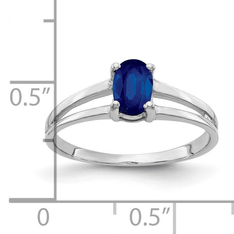 14k White Gold 6x4mm Oval Blue Sapphire Ring