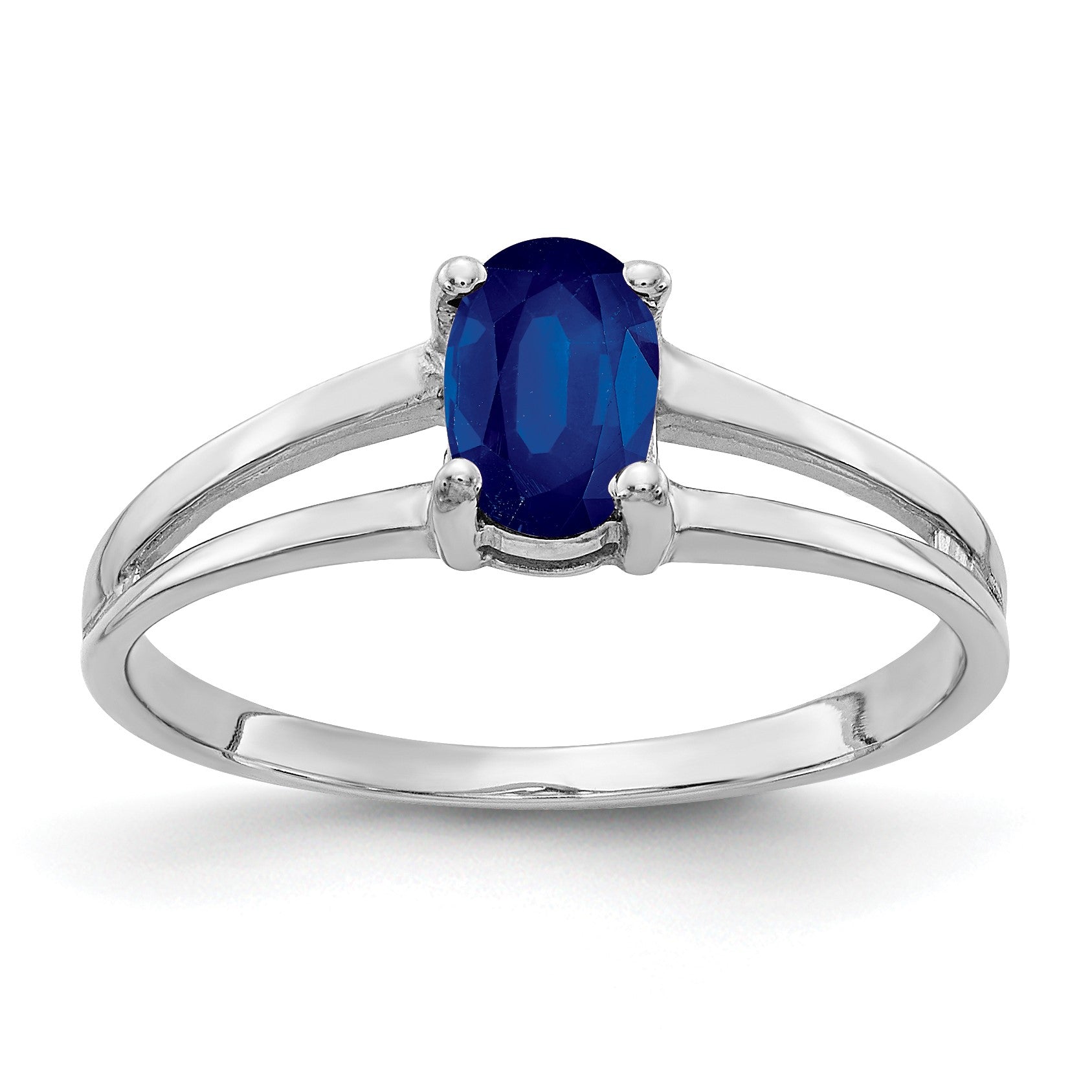 14k White Gold 6x4mm Oval Blue Sapphire Ring