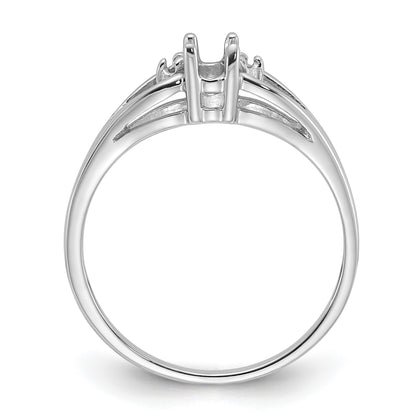 14k White Gold Holds 2-1.3mm Diamonds and 1-5x3 Oval Gemstone Ring Mounting
