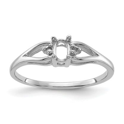14k White Gold Holds 2-1.3mm Diamonds and 1-5x3 Oval Gemstone Ring Mounting