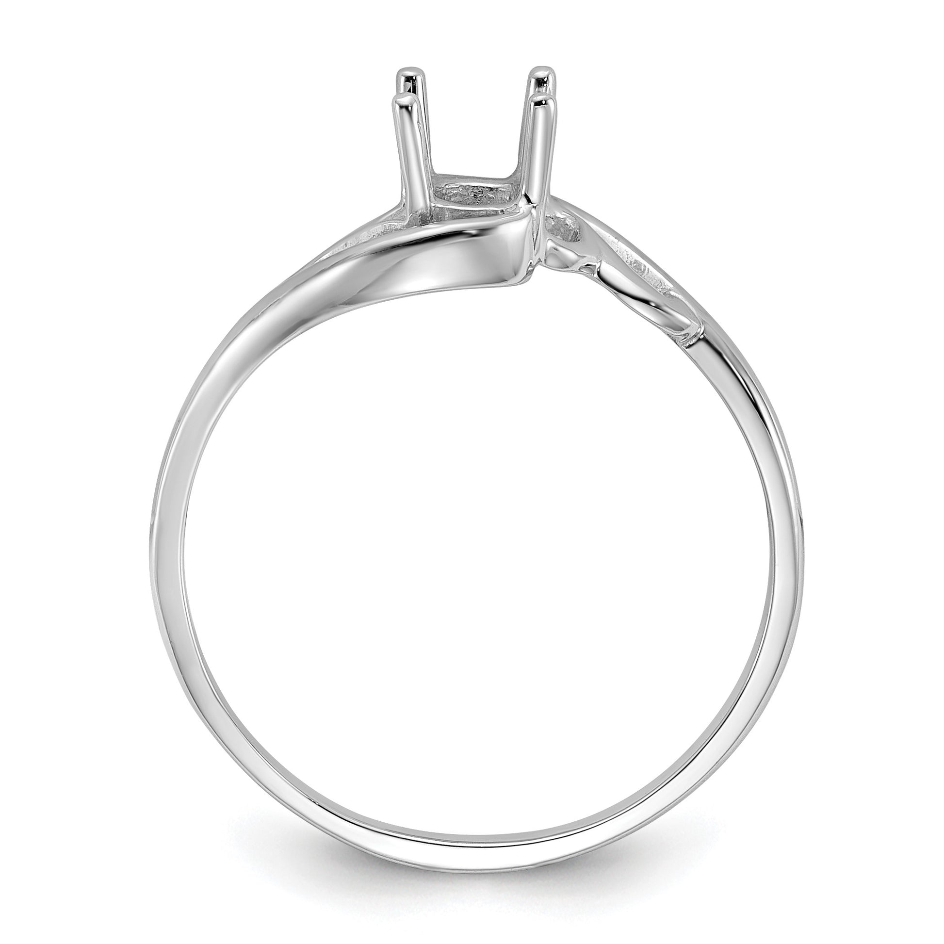 14k White Gold Polished Holds 6x4 Oval Gemstone Ring Mounting