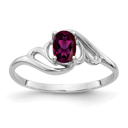 14k White Gold 6x4mm Oval Rhodolite Garnet Ring