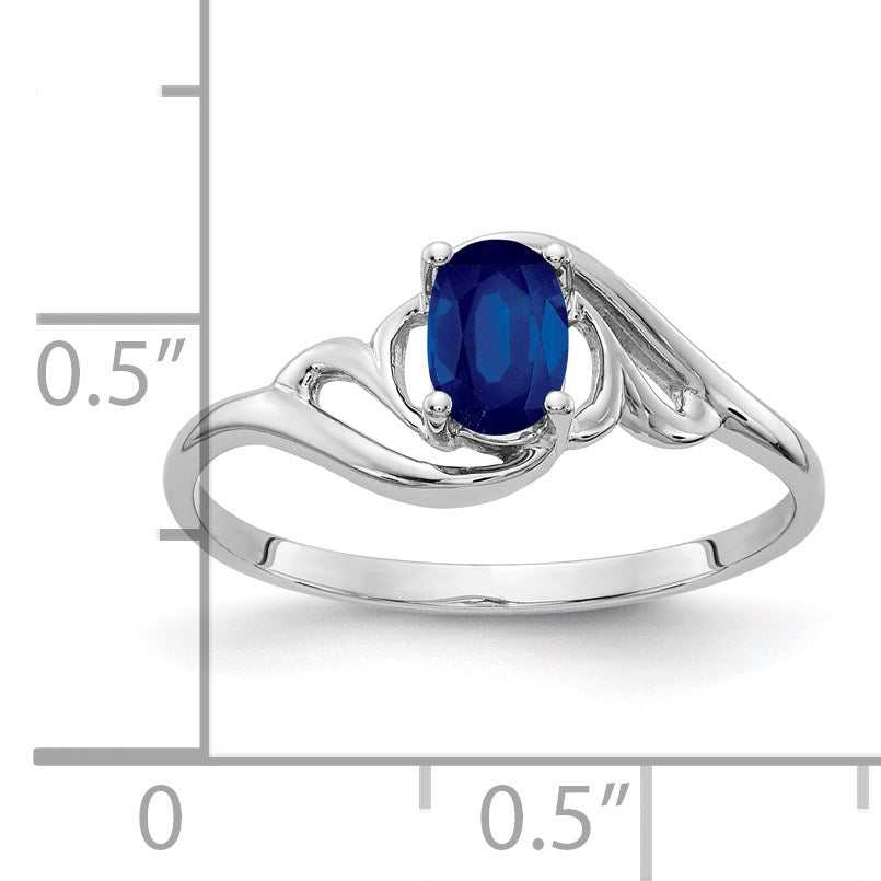14k White Gold 6x4mm Oval Blue Sapphire Ring