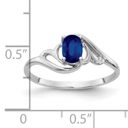 14k White Gold 6x4mm Oval Blue Sapphire Ring