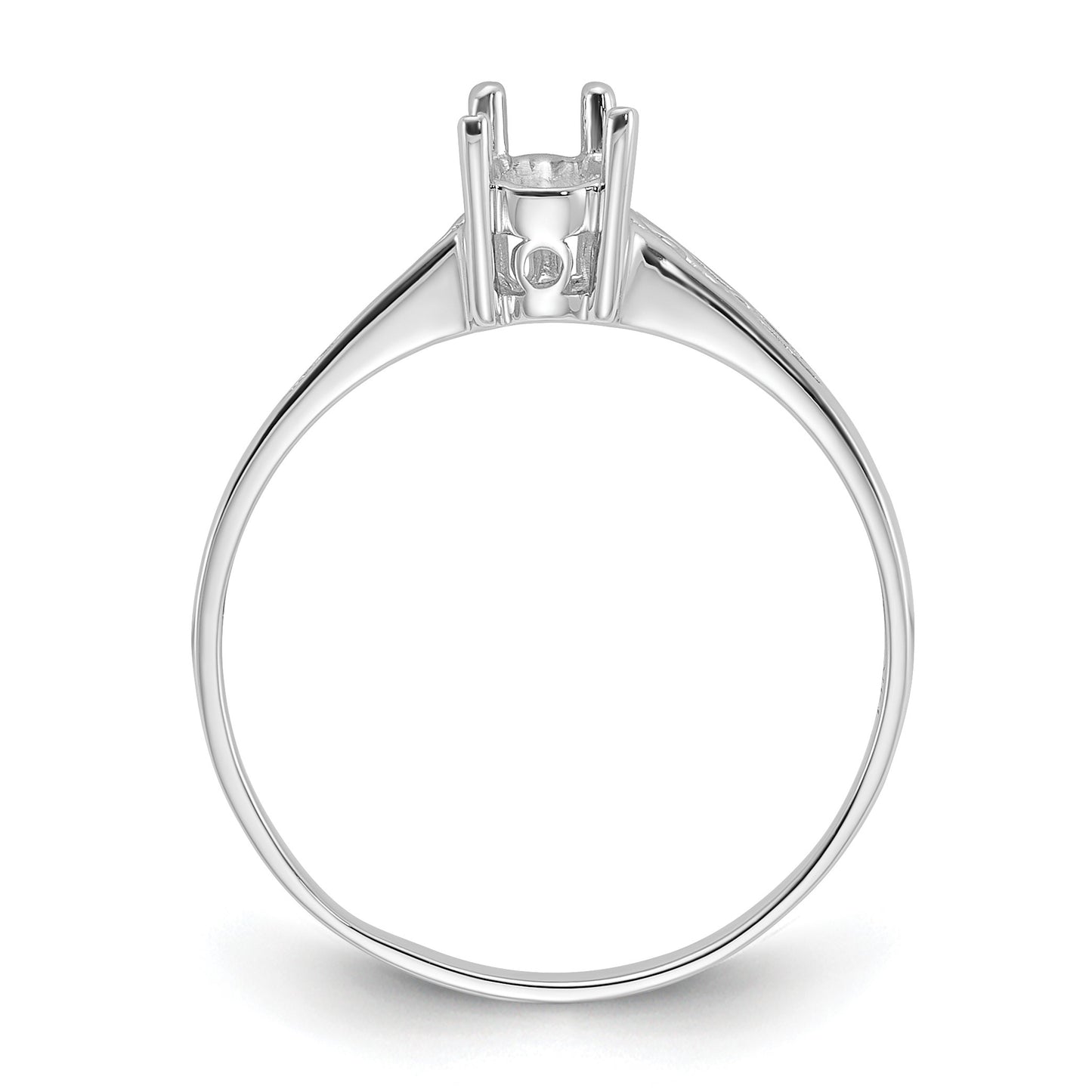 14k White Gold Polished Holds 1-6x4 Pear Gemstone Filigree Ring Mounting