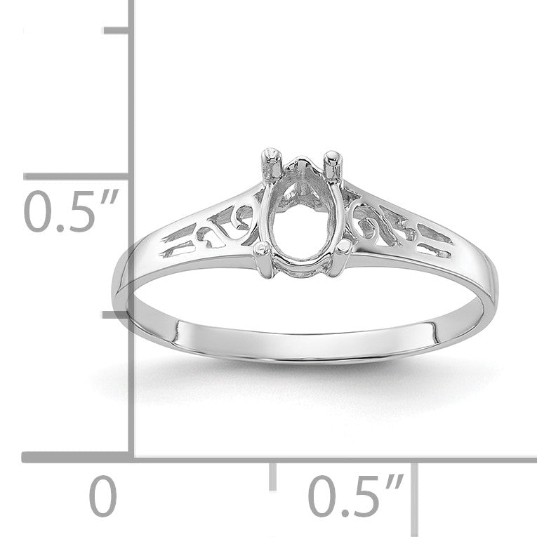 14k White Gold Polished Holds 1-6x4 Pear Gemstone Filigree Ring Mounting