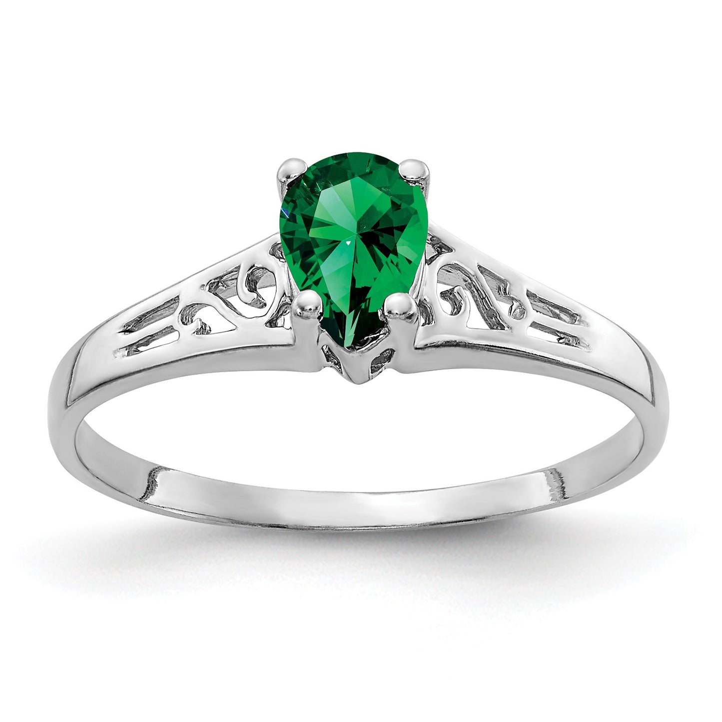 14k White Gold 6x4mm Pear Mount St. Helens Filigree Ring