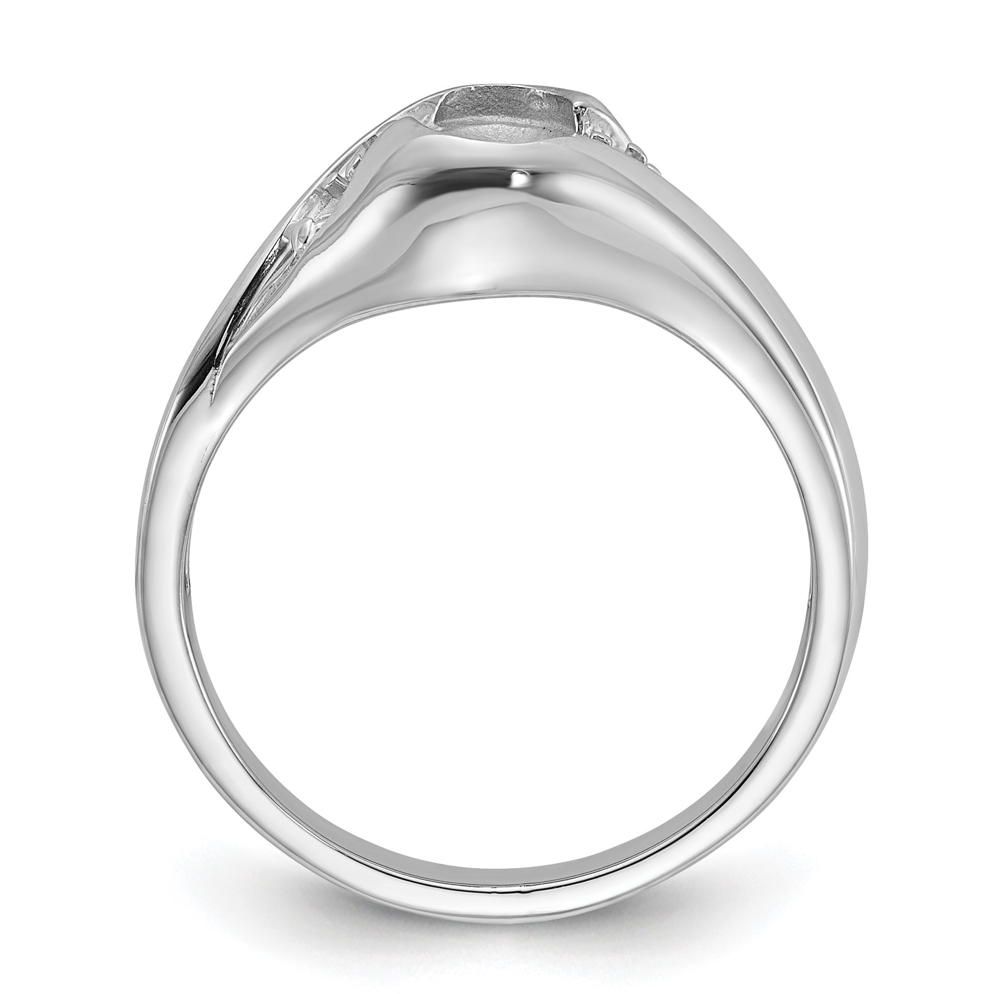 14k White Gold Holds 2-1.4mm/2-1.6mm/1-6x4 Oval Gemstone Ring Mounting