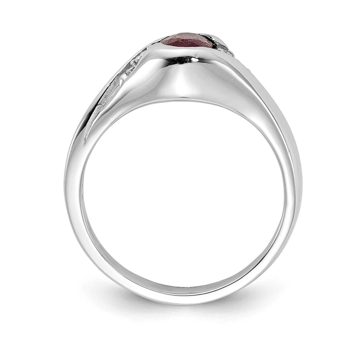 14k White Gold 6x4mm Oval Ruby and 1/8 carat AA Diamond Ring