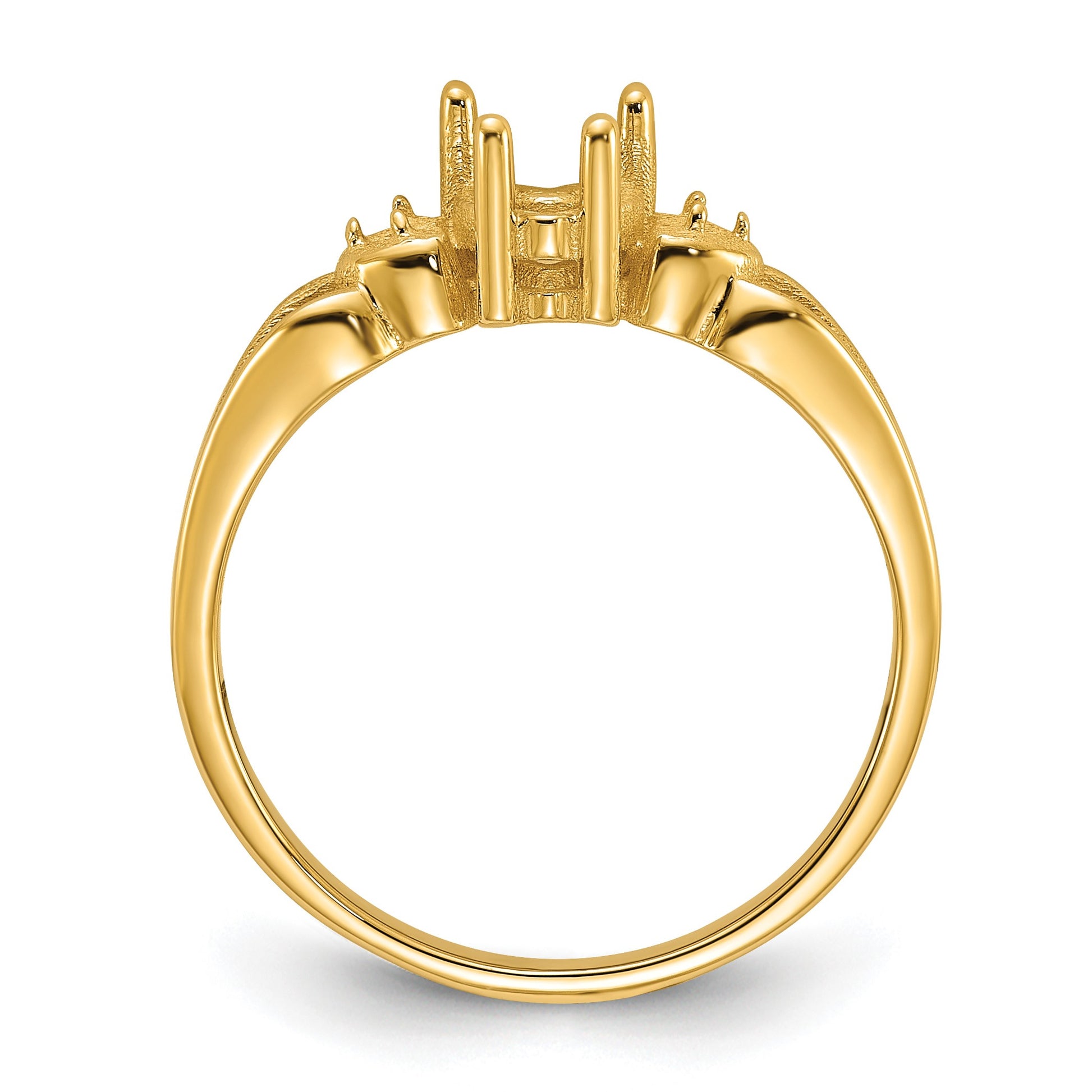 14k Polished Holds 2-1.3mm Round Diamonds and 5mm Heart Gemstone Ring Mounting