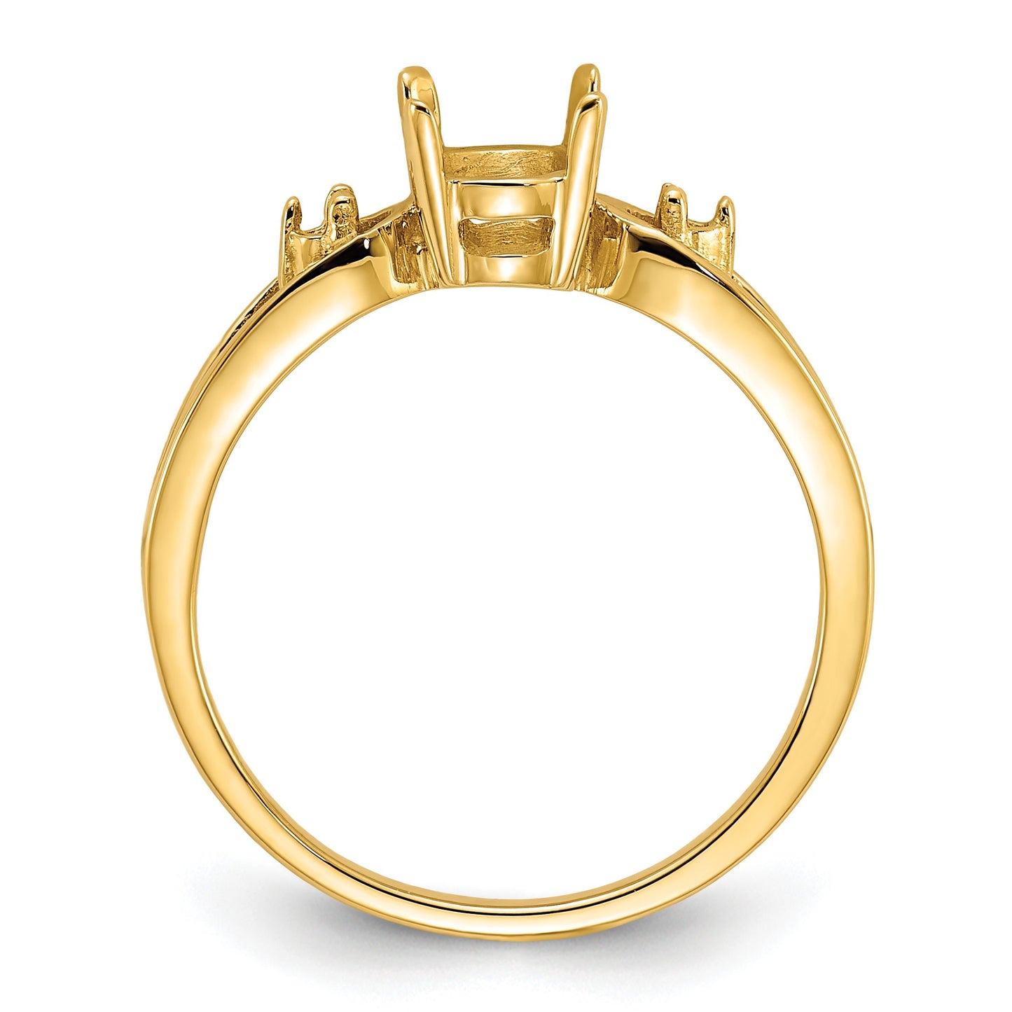 14k Polished Holds 2-1.8mm Diamond and 7x5 Oval Gemstone Ring Mounting