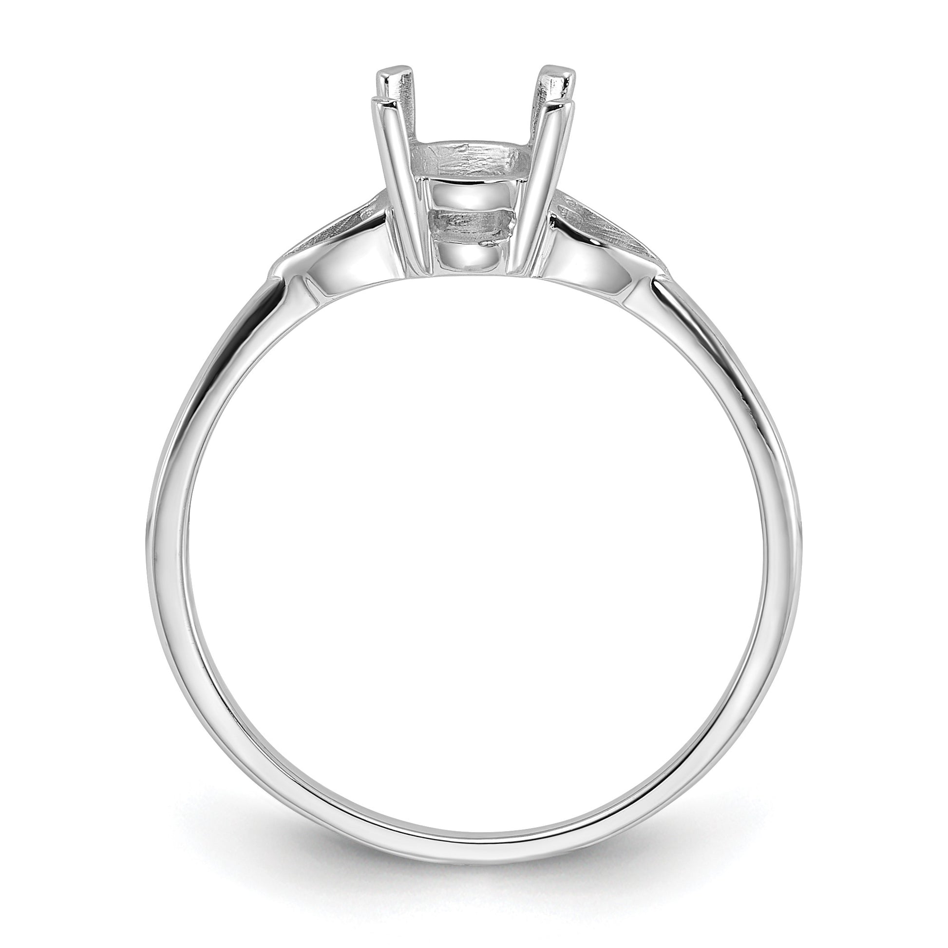 14k White Gold Polished Holds 7x5 Oval Gemstone Ring Mounting