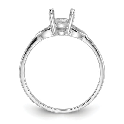 14k White Gold Polished Holds 7x5 Oval Gemstone Ring Mounting