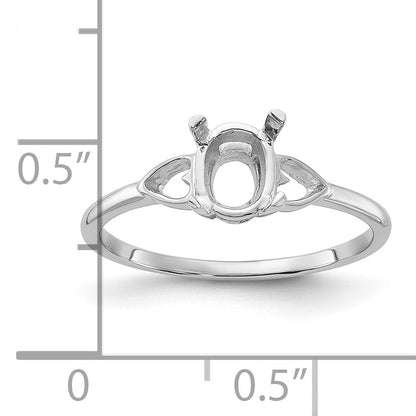 14k White Gold Polished Holds 7x5 Oval Gemstone Ring Mounting