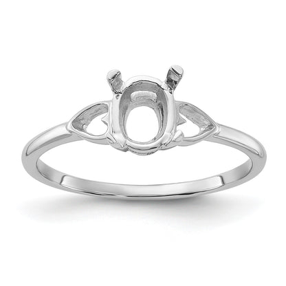 14k White Gold Polished Holds 7x5 Oval Gemstone Ring Mounting