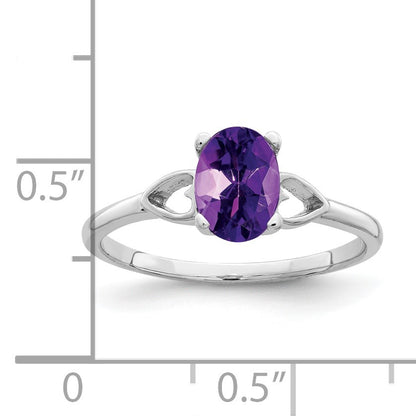 14k White Gold 7x5mm Oval Amethyst Ring