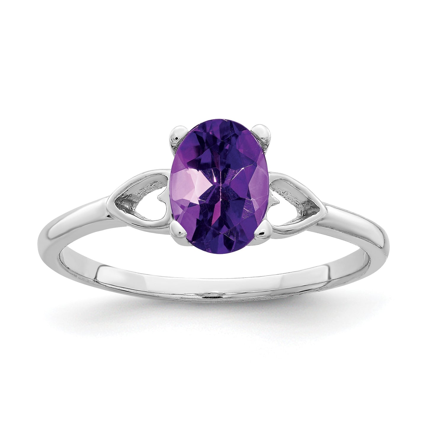 14k White Gold 7x5mm Oval Amethyst Ring