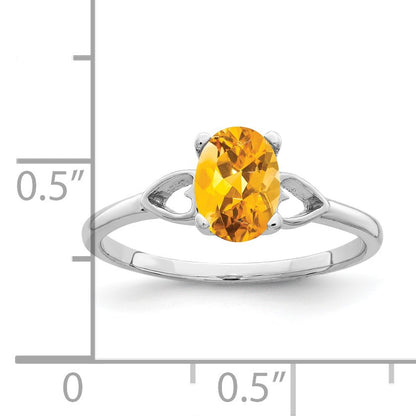 14k White Gold 7x5mm Oval Citrine Ring
