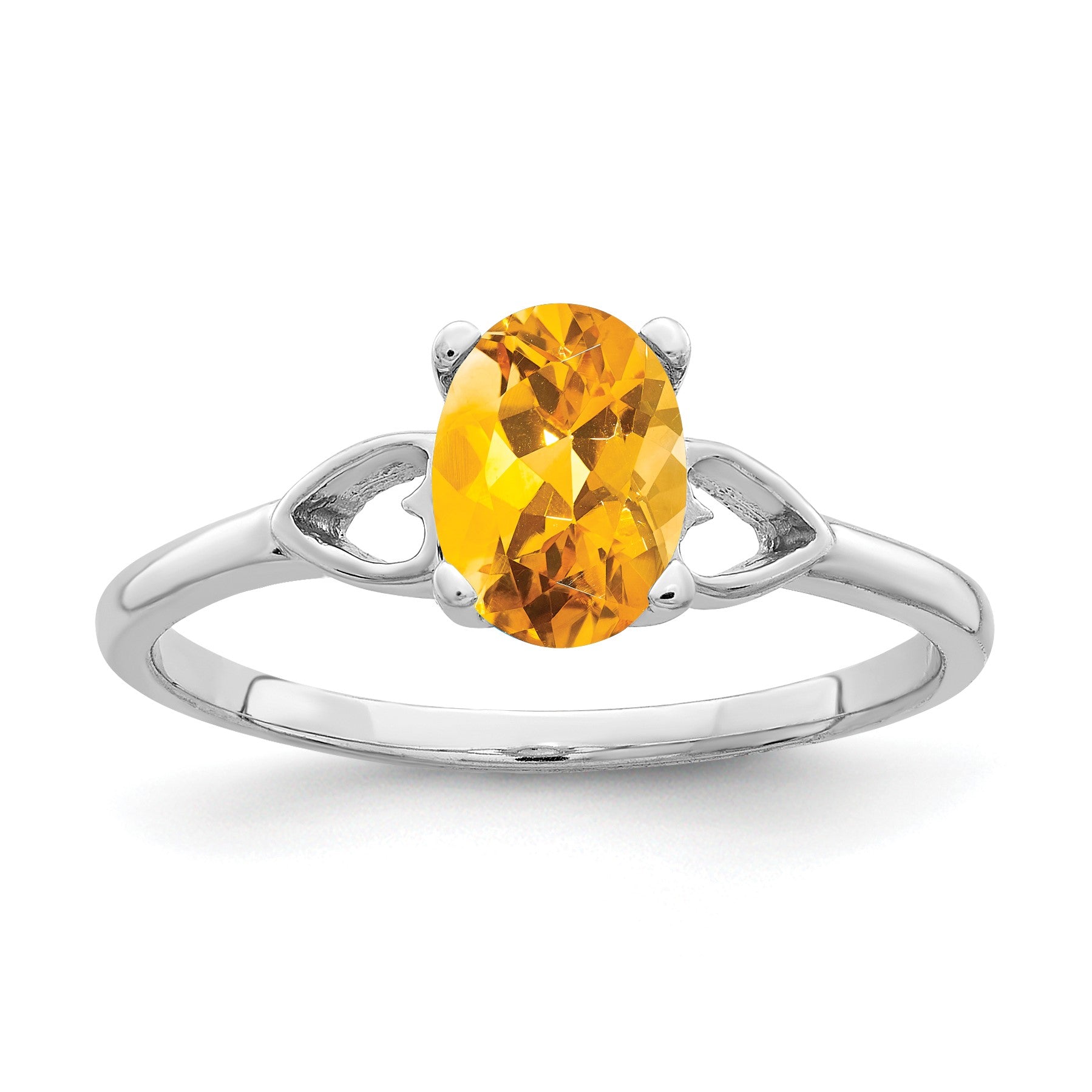 14k White Gold 7x5mm Oval Citrine Ring