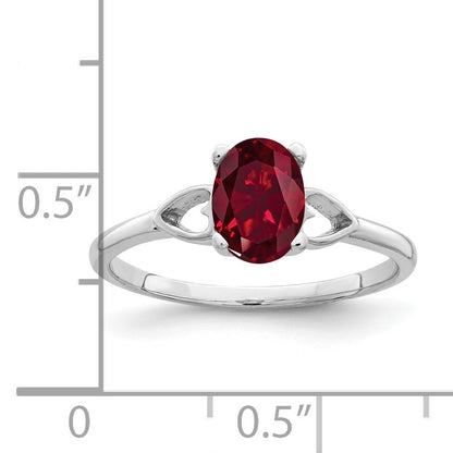 14k White Gold 7x5mm Oval Lab-Created Ruby Ring