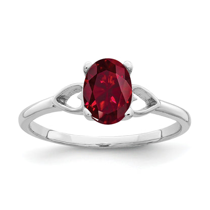 14k White Gold 7x5mm Oval Lab-Created Ruby Ring