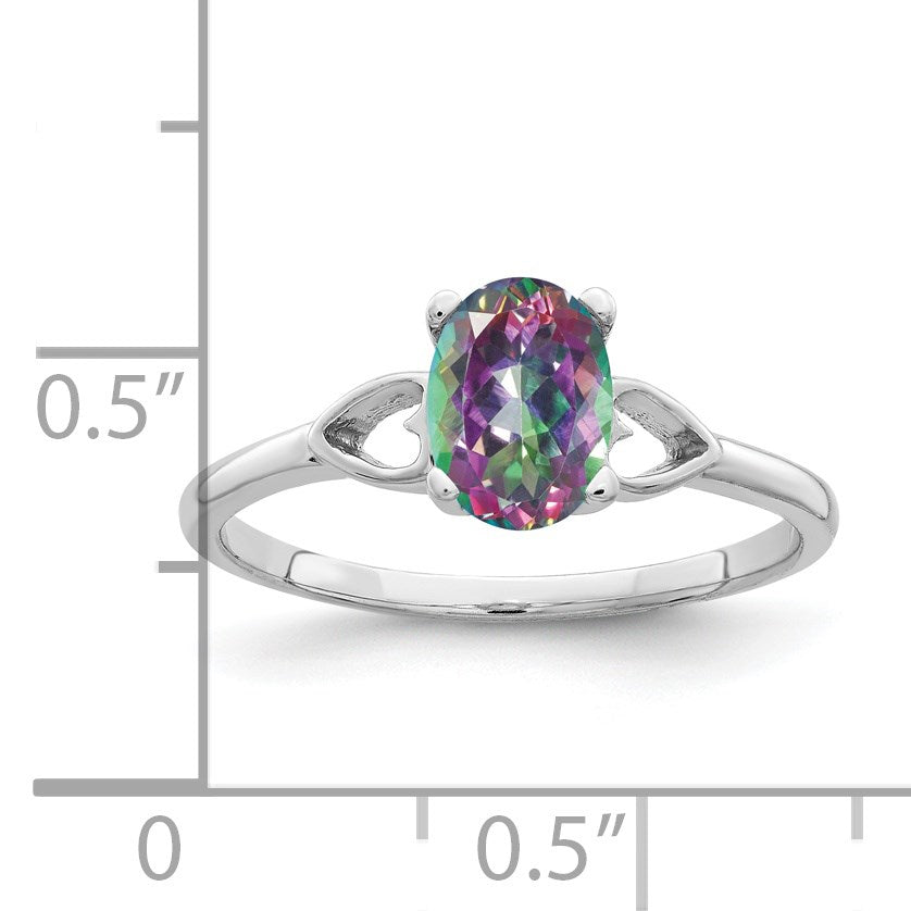 14k White Gold 7x5mm Oval Mystic Fire Topaz Ring