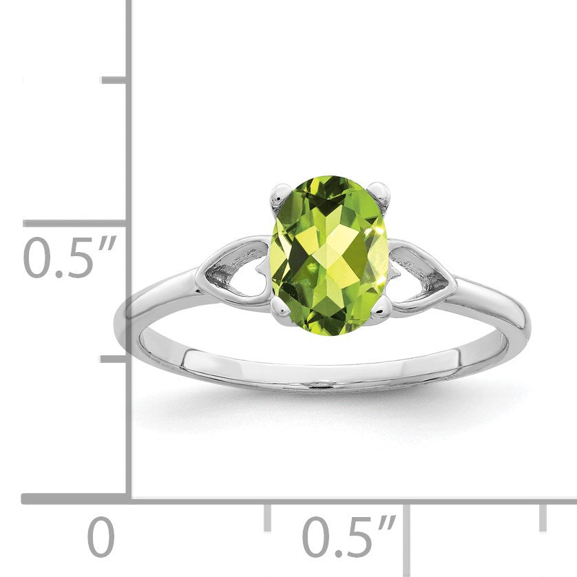 14k White Gold 7x5mm Oval Peridot Ring