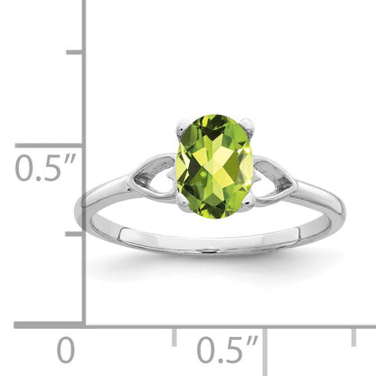 14k White Gold 7x5mm Oval Peridot Ring