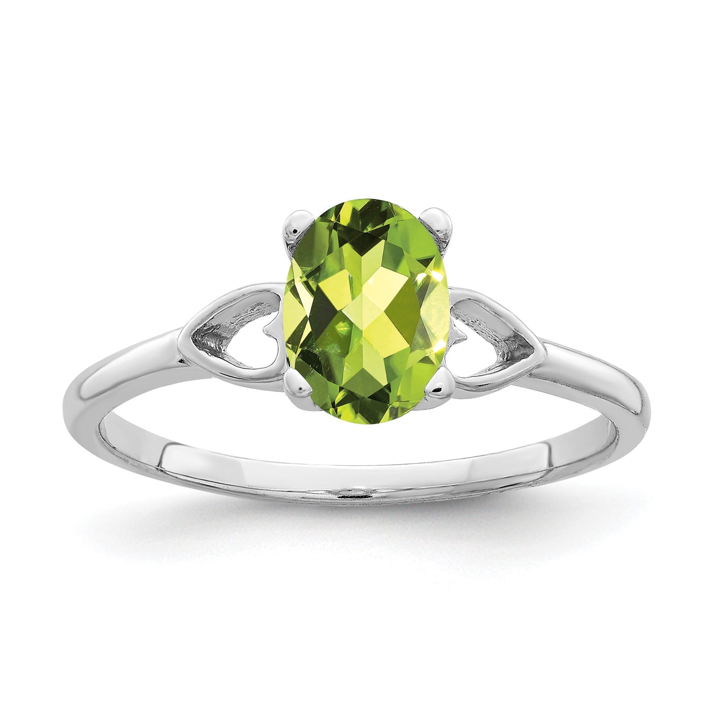 14k White Gold 7x5mm Oval Peridot Ring