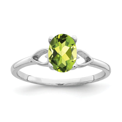 14k White Gold 7x5mm Oval Peridot Ring