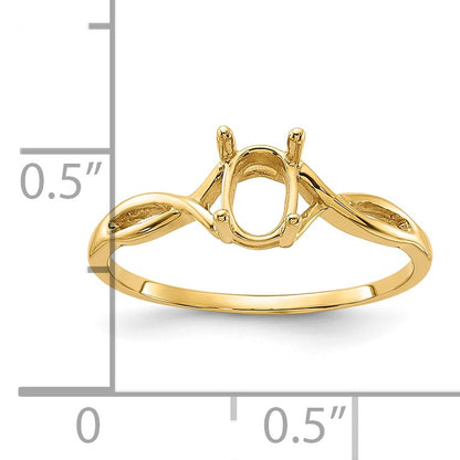 14k Polished Holds 7x5 Oval Gemstone Ring Mounting