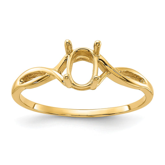 14k Polished Holds 7x5 Oval Gemstone Ring Mounting