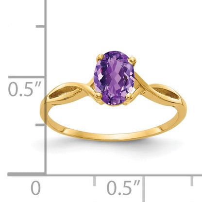 14k 7x5mm Oval Amethyst Twist Ring