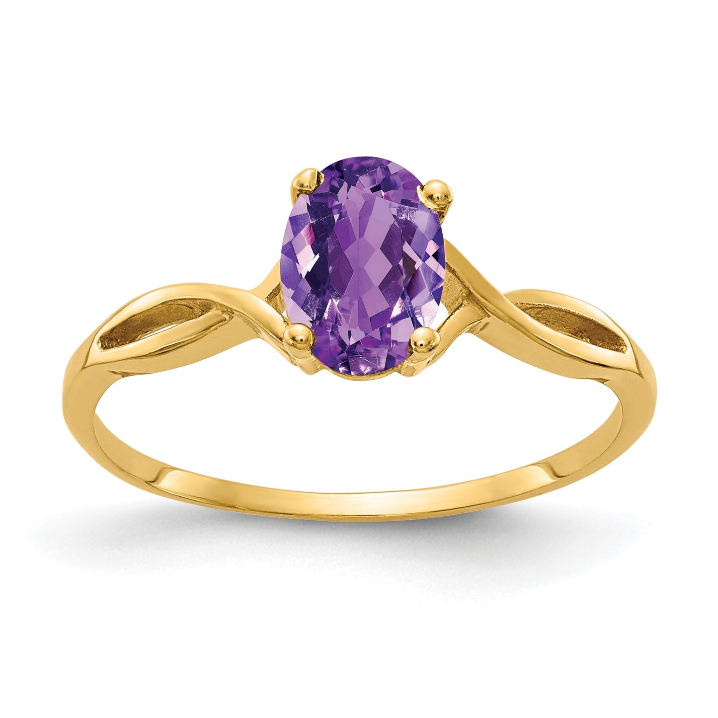 14k 7x5mm Oval Amethyst Twist Ring