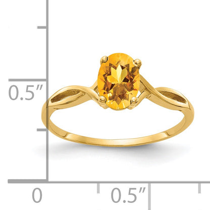 14k 7x5mm Oval Citrine Twist Ring
