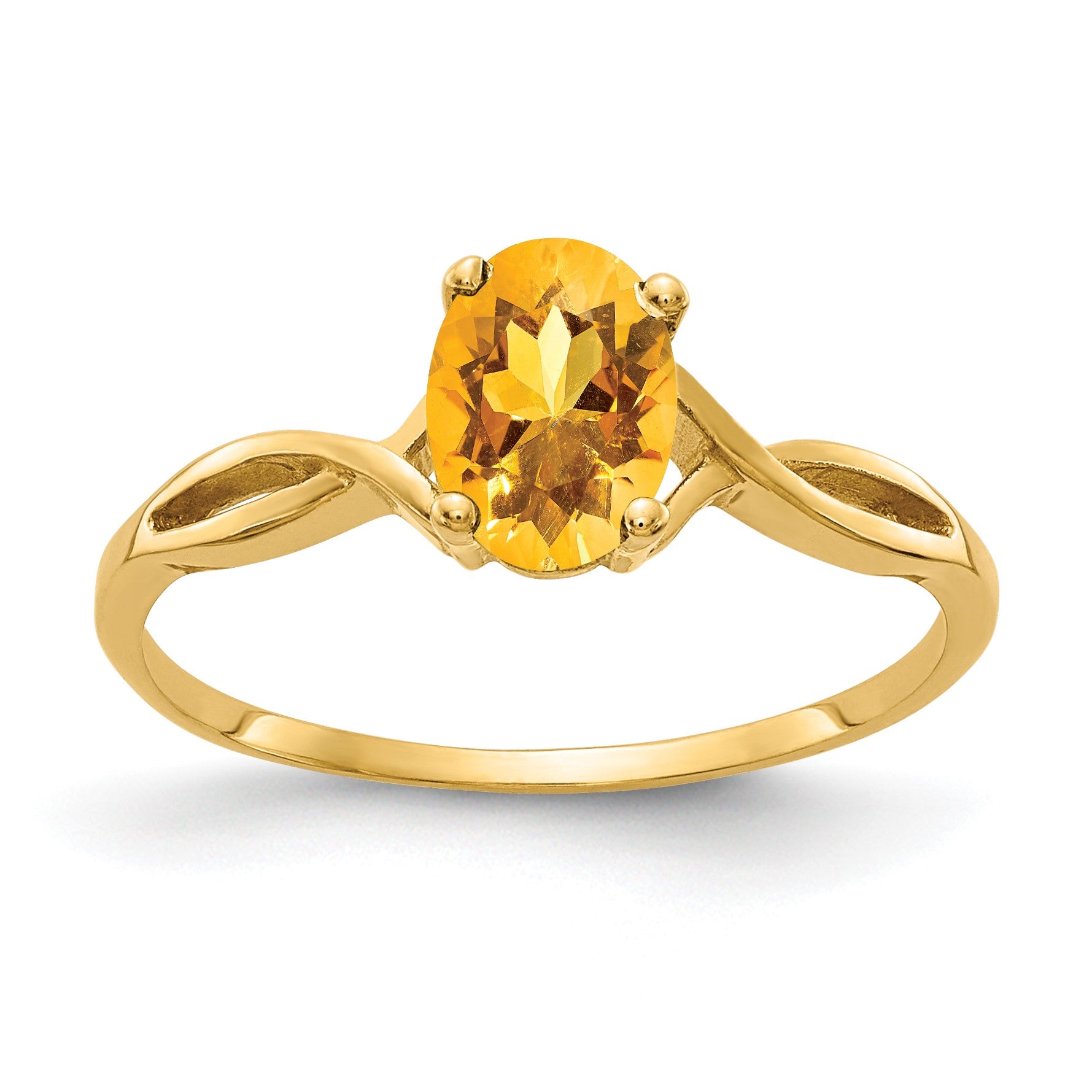 14k 7x5mm Oval Citrine Twist Ring
