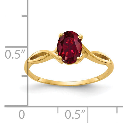 14k 7x5mm Oval Lab-Created Ruby Ring