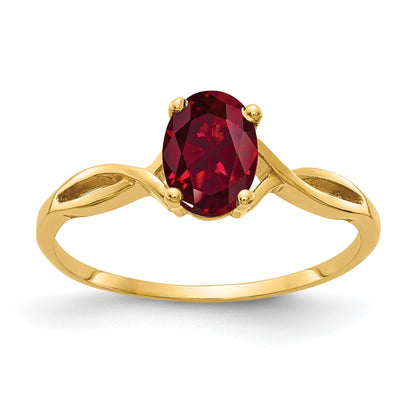 14k 7x5mm Oval Lab-Created Ruby Ring