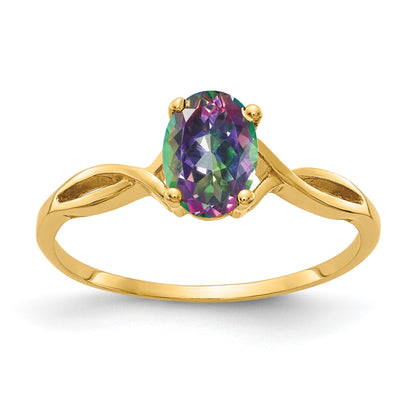 14k 7x5mm Oval Mystic Fire Topaz Twist Ring