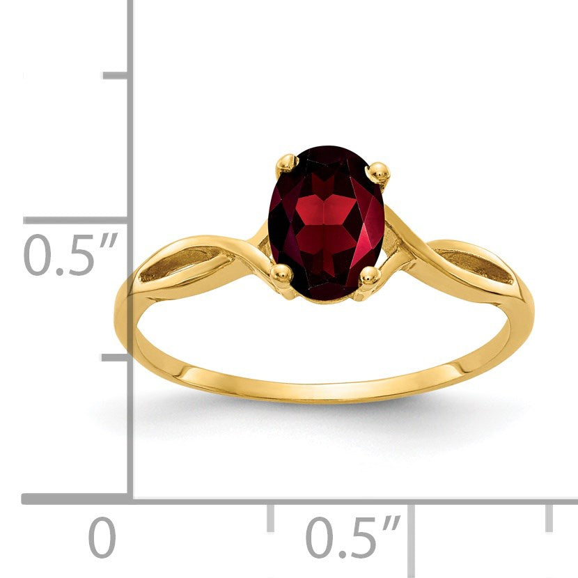14k 7x5mm Oval Garnet Twist Ring