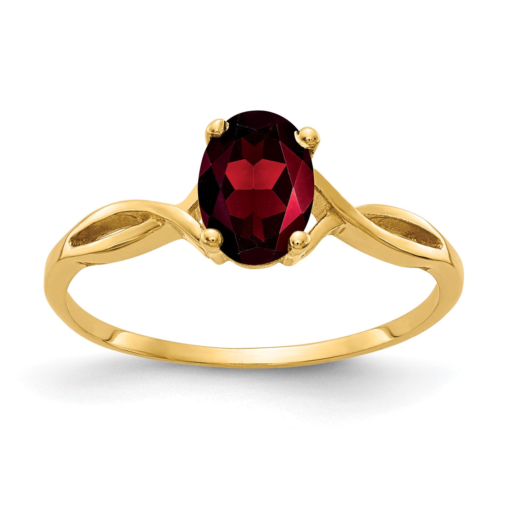 14k 7x5mm Oval Garnet Twist Ring