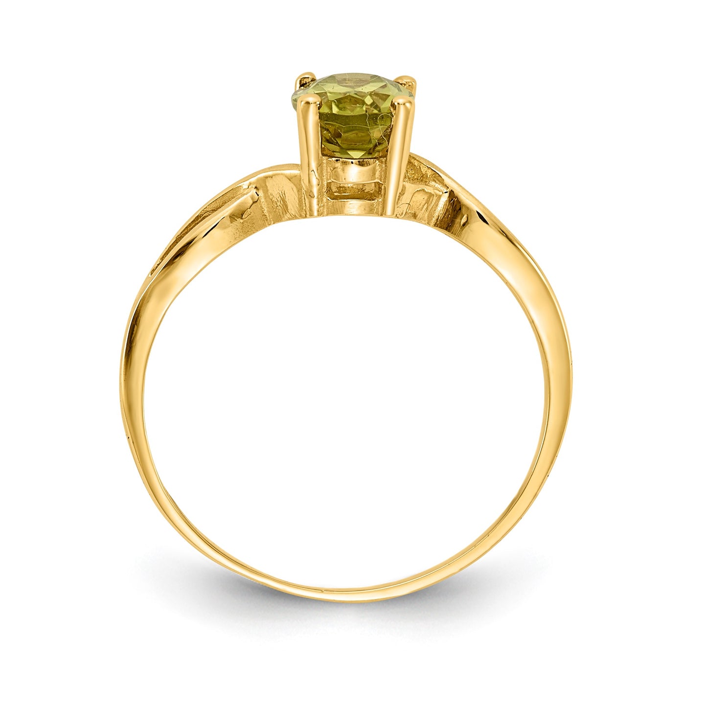 14k 7x5mm Oval Peridot Twist Ring