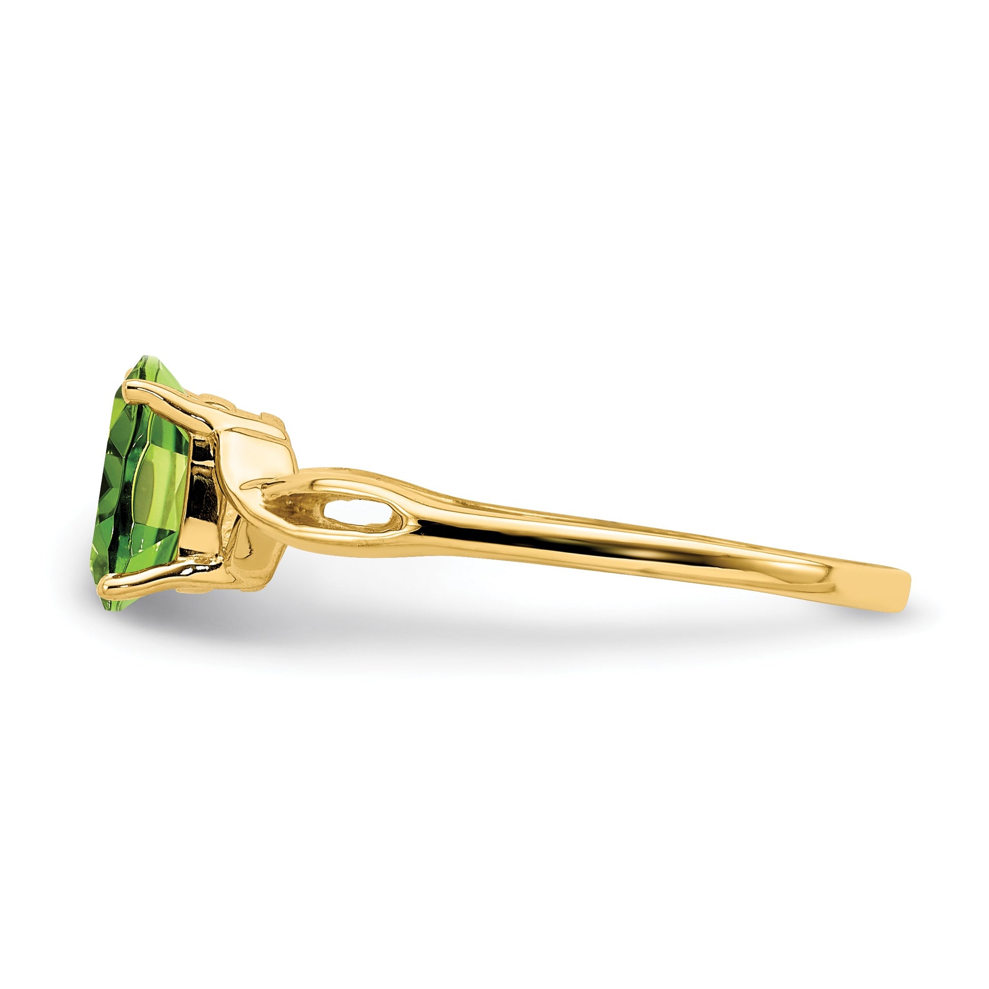 14k 7x5mm Oval Peridot Twist Ring