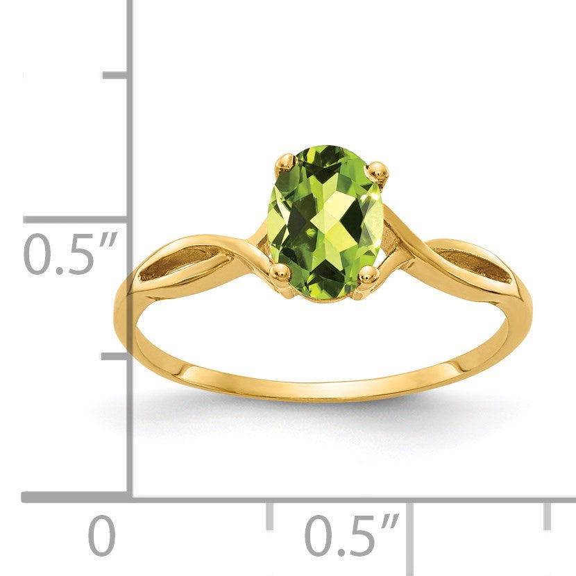 14k 7x5mm Oval Peridot Twist Ring
