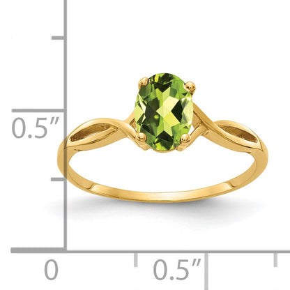 14k 7x5mm Oval Peridot Twist Ring